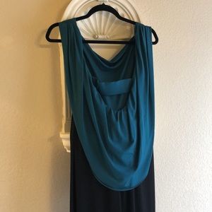 Floor length two tone stretchy prom gown with cape! NWT